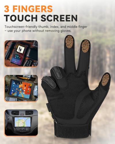 KUMGIM Tactical Motorcycle Gloves with Knuckle Protection Touchscreen - color: Black, size: XX-Large