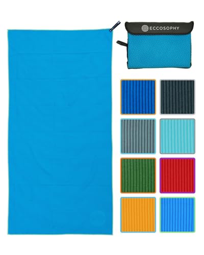Microfiber Beach Towel – Quick Dry Gym Towel, Highly Absorbent with Ribbed Texture, Lightweight – Ideal for Travel, Pool, Yoga, Fitness & Outdoor Adventures – 40x20 Azure - color: Azure, size: Small (40"x20")