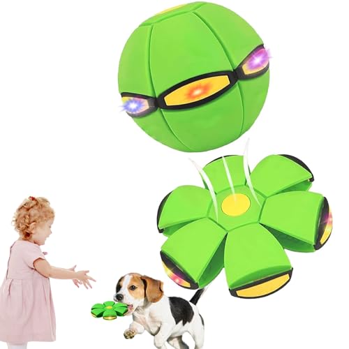 Magic Bouncing Ball, Magic Meta - Ball, Children's Magic Bouncing Balls, Doggy Disc Ball, Flying Saucer Ball, Parent-Child Interaction with Lights for Indoor & Outdoor Play Green and Blue - color: Green