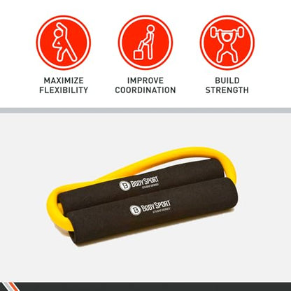 Body Sport Loop Tubing , Resistance Band with Foam Pad Handles for Strength Training and Rehabilitation