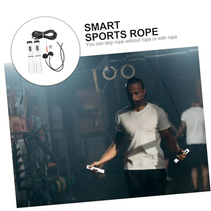 TOYANDONA Smart Cordless Jump Rope with Digital Counter, Weighted Ropeless Skipping Rope for Indoor Fitness Workout and Fat Loss, 1 Handle with Switch, Black and White Design