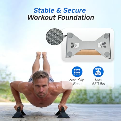 Rocalt Push Up Bars with Wooden Handles, Heavy Duty Steel Parallettes Push Up Handles, Anti-Slip Calisthenics Equipment for Home Gym, Wrist-Friendly Strength Training Bars