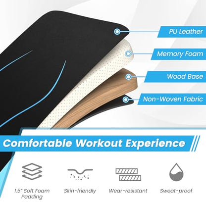 GYMAX Sit up Bench, Folding Adjustable Workout Bench for Ab Exercise, Curved Incline/Decline Slant Bench, Foldable Strength Training Weight Bench, Situps Abs Workout Equipment