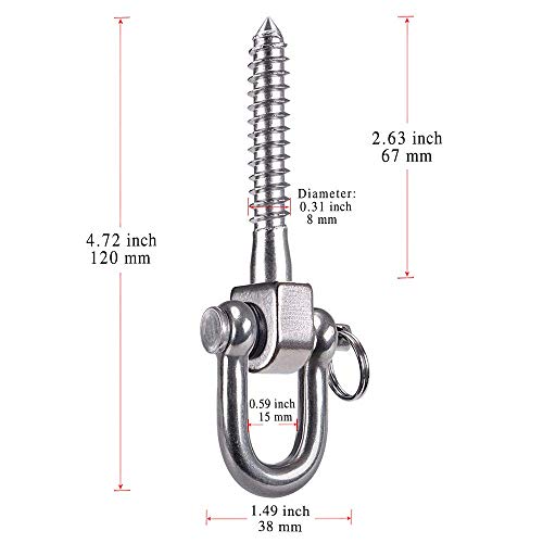 SELEWARE 2 Pack Swing Hangers Swing Set Hooks Stainless Steel Hammock Hooks for Porch Swing, Hammock Chair, Heavy Bag, Yoga Silk, Suspension Straps, Gymnastics Rings