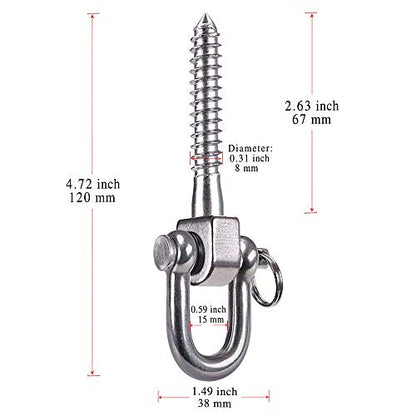 SELEWARE 2 Pack Swing Hangers Swing Set Hooks Stainless Steel Hammock Hooks for Porch Swing, Hammock Chair, Heavy Bag, Yoga Silk, Suspension Straps, Gymnastics Rings