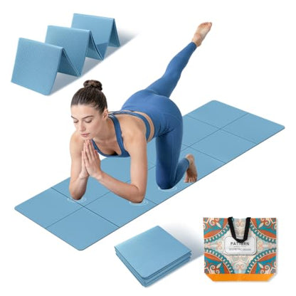 Foldable Yoga Mat Thick Non-Slip Exercise Mat - color: blue