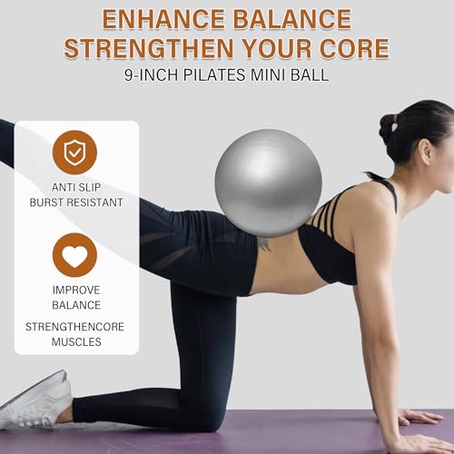 Home Pilates Kit, 15-Inch Pilates Ring with 2 Pilates Ball,2 massageballs,3 Resistance Bands for Toning Arms, Thighs/Legs & Core,1 Detachable Tension Strap