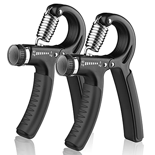 AIXPI Grip Strength Trainer, Hand Grip Exerciser Strengthener with Adjustable Resistance 11-132 Lbs (5-60kg), Forearm Strengthener, Hand Exerciser for Muscle Building and Injury Recover 2 Pack