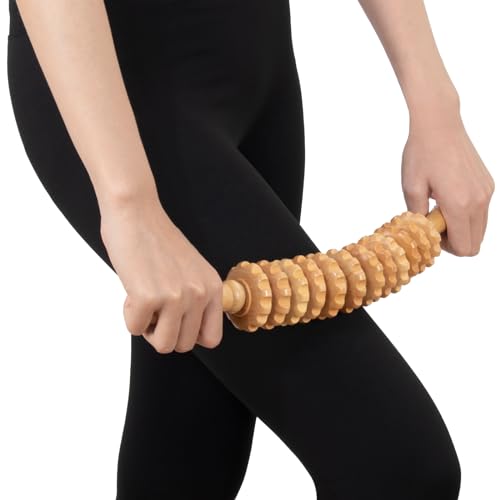 Wood Therapy Massage Tools 12 Roller, Wooden Massager Stick 16.8 Inch,Lymphatic Drainage Tool Cellulite Massager for Cellulite Reduction,Muscle Tension and Body Shaping,Contouring