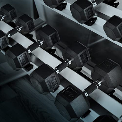 Yes4All Rubber Grip Encased Hex Dumbbell – Hand Weights With Anti-Slip 5-50 LBS Single - color: B. 10 Pounds