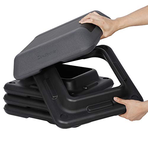 ZENY 16" x 16" High Aerobic Step Aerobics Stepper Platform with 4 Risers, Exercise Workout Stepper, Home Gym Equipment, Fitness Step Platform, Adjustable Aerobic Stepper - color: Black-Grey
