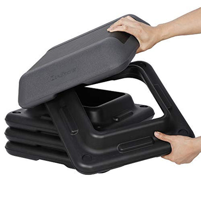 ZENY 16" x 16" High Aerobic Step Aerobics Stepper Platform with 4 Risers, Exercise Workout Stepper, Home Gym Equipment, Fitness Step Platform, Adjustable Aerobic Stepper - color: Black-Grey