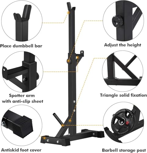 BangTong&Li Squat Rack Stand,Barbell Rack,Bench Press Rack Stand Home Gym Adjustable Weight Rack 550Lbs - color: Black