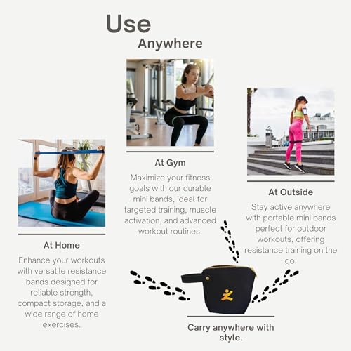 Resistance Bands Set for Women & Men – 12'' Heavy Duty Natural Rubber Exercise Loop Bands for Legs,Glutes,Strength Training,Stretching,Physical Therapy– Pack of 5 with Carry Pouch