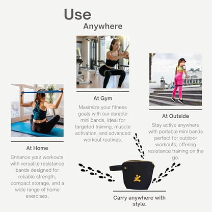 Resistance Bands Set for Women & Men – 12'' Heavy Duty Natural Rubber Exercise Loop Bands for Legs,Glutes,Strength Training,Stretching,Physical Therapy– Pack of 5 with Carry Pouch