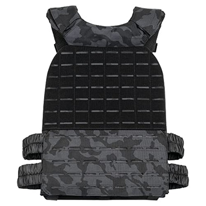 Wolf Tactical Adjustable Weighted Vest for Men & Women - Rucking, Workout, Running, Walking & CrossFit Weight Vest for Strength Training & Fitness - color: Black Camo