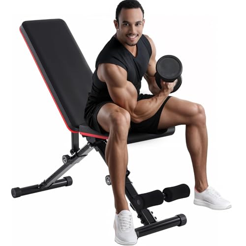 Adjustable Weight Bench 795LB Capacity Foldable Workout Bench Press for Home Gym, Full Body Exercise and Strength Training, Lifting Sit-up Incline Decline Flat Utility Bench, 2 Sec Fast Folding - color: Upgrade Black