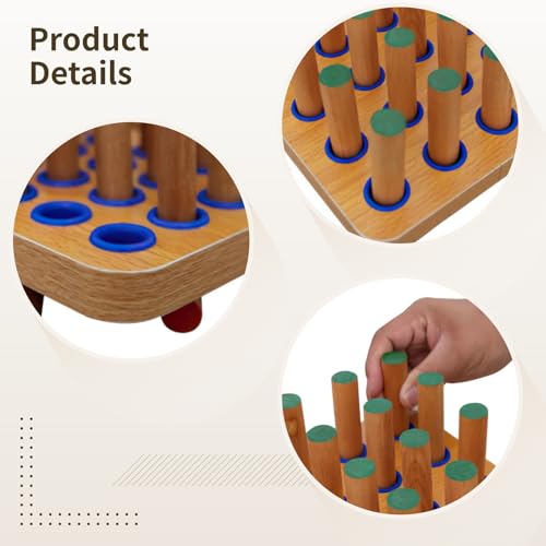 Peg Board Hand Eye Coordination Training Tool - Wooden Finger Board for Stroke Therapy, Rehabilitation, and Fine Motor Skills Development - Includes 20 Pegs - Smooth Surface, Natural Wood Finish