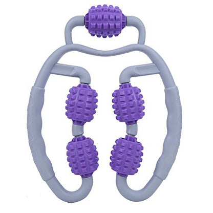 Leg Roller Massager, 360 Degree Muscle Massager with Elastic Bracket and Adjustable Width, for Arms Legs Calves Neck Pain Relief, Dark Purple