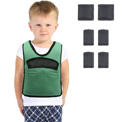 Weighted Vest for Kids Including 6 Removable Weights, (Small, Ages 2 to 5) - color: Green, size: Small