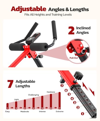 Yoleo 2 in 1 Ab & Rowing Machines for Home, Foldable Ab Workout Equipment, Ab Trainer Machine for Stomach Workout, Ab Crunch Machine with Foam Support,7-Length Adjustable Ab Machine for Home Exercise
