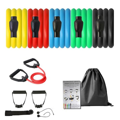 Resistance Band with Handles and Door Anchor, Adjustable Exercise Tube Band for Physical Therapy, Strength Training, Pilates and Home Workouts