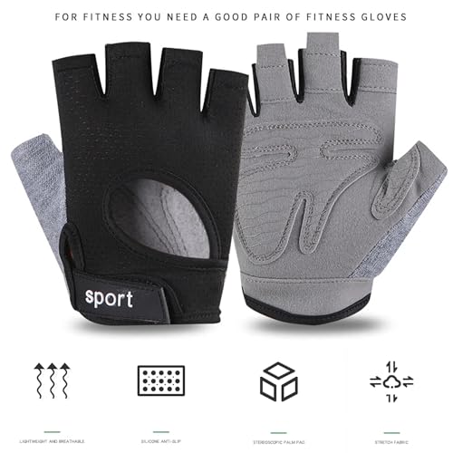 IZUS Men Fingerless-Cycling-Gloves Women Workout-Gym-Gloves Non-Slip Palm Breathable Grip for Weight Lifting,Training,Fitness