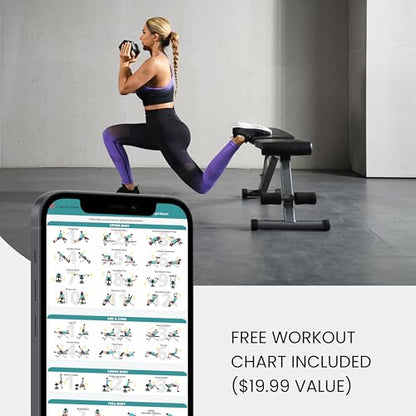 FF Finer Form 5-in-1 Weight Bench, Adjustable & Foldable for Bench Press, Strength Training and Full Body Workout, Perfect for Dumbbell Sets or an Adjustable Dumbbell Set in Your Home Gym