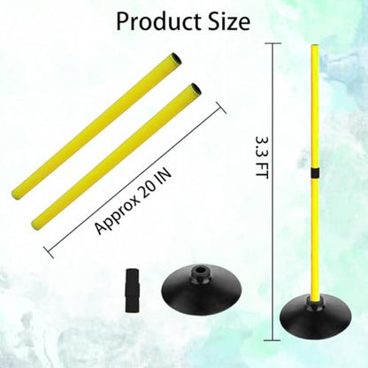 TNZMART 3.3FT Training Agility Poles Detachable Soccer Training Sticks Multi-Purpose Slalom Boundary Poles with Rubber Bases - color: Yellow