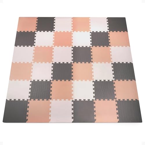 BalanceFrom Foam Floor Tiles for Kids - Non-Toxic Comfortable Baby Play Mat and Interlocking Foam Tiles for Crawling & Development, Soft Play Mat for Babies, 36 Tiles Cover 36 SQ SF