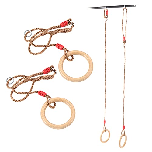 2pcs Wooden Gymnastics Rings with Adjustable Ropes Fitness Training Rings for Children Adults Indoor Equipment Outdoor Indoor