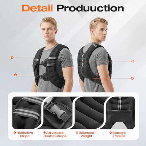 Weighted Vest for Women Men, Weight Vest for Walking, Adjustable Weight Training Vest for Workout, Running, Exercise - size: 20lbs