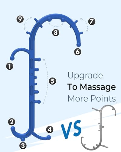 Back and Neck Massager for Pain Relief Deep Tissue, Upgraded Full Body Trigger Point Cane Massage Tools, Massage Stick Pressure Point Hook, Muscle Knot Remover Tool (Blue)