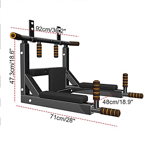 Wall Mounted Pull Up Bar - Heavy Duty Strength Training Fitness Equipment, Multifunctional Power Tower Dip Station Support to 550Lbs