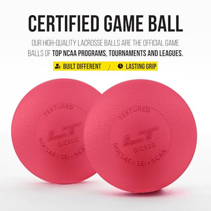 Pearl LT Textured Lacrosse Balls by Guardian Innovations - SEI Certified Meet NOCSAE Standards for Games. Official Game Balls of Top NCAA Programs, Tournaments and Leagues - color: Neon Pink, size: 100 Pack