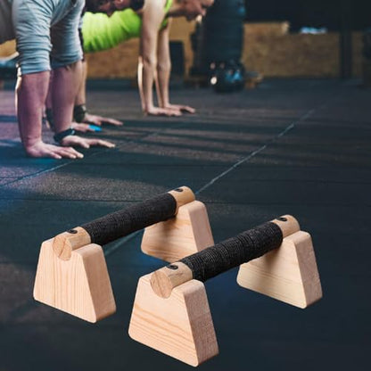 Vaveren 2 Pieces Push up Bar Wooden Parallettes Bar Pushup Handles Portable Anti Slip Push up Stand for Exercise Gymnastics Workout - size: 20CM
