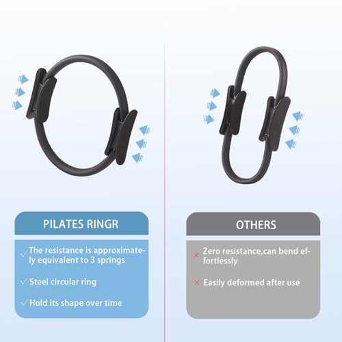 10 Pcs Pilates Equipment Present Pilates Ring Set with Yoga Ring Ball Stretching Strap Risistance Bands Block Gym Bag - color: Black