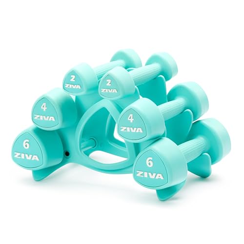 ZIVA RPU Tribell Dumbbell Pair – Premium Urethane-Coated Hand Weights with Ergonomic textured Grip & Steel Core – 2–20 lb Sets in Multiple Colors for Strength Training - color: q. 3 Pair Set - TQ