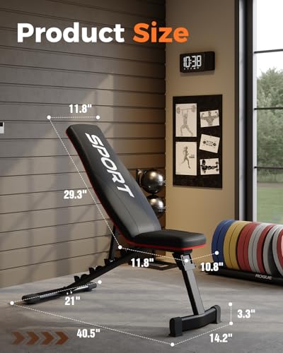 Foldable Weight Bench - Adjustable Incline Decline Workout Bench for Home Gym, Multi-Purpose Bench Press & Full Body Workout Equipment with High Weight Capacity & Compact Storage, Black