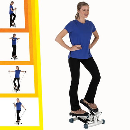 Portable Stair Stepper Exercise Machine with LCD Monitor and Resistance Bands – Compact Home Gym Stair Climber for Cardio, Strength, and Full-Body Workouts by Wakeman