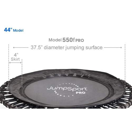 JumpSport 44" PRO Fitness Trampoline Model 530, Professional Rebounder, Adjustable Bounce, Elastic Cord System, 3-Piece Frame, Large Jump Surface, Low-Impact Cardio & Strength Training, 325lb Capacity