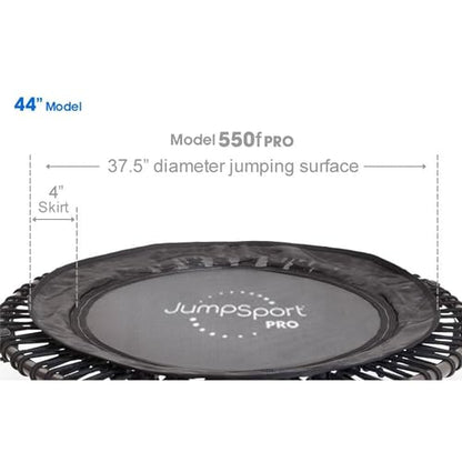 JumpSport 44" PRO Fitness Trampoline Model 530, Professional Rebounder, Adjustable Bounce, Elastic Cord System, 3-Piece Frame, Large Jump Surface, Low-Impact Cardio & Strength Training, 325lb Capacity