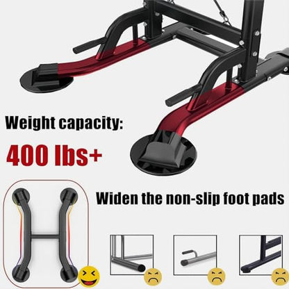 Power Tower Pull Up Bar for Home Gym, Multi Functional Pull Up Bar Stand Dip Bar Station, Adjustable Height Workout Dip Station Strength Training Fitness Equipment