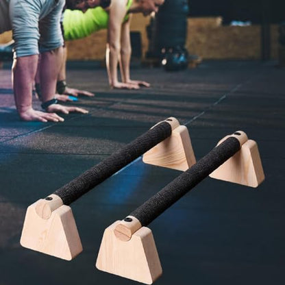 Vaveren 2 Pieces Push up Bar Wooden Parallettes Bar Pushup Handles Portable Anti Slip Push up Stand for Exercise Gymnastics Workout - size: 40CM