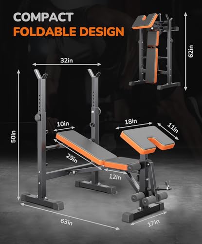 Adjustable/Foldable Weight Bench, 660LBS Home Gym Workout Bench Lifting Sit-up Exercise Bench for Bench Press