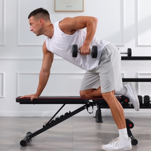 OPPSDECOR Foldable Adjustable Weight Bench, 8 Adjustable Backrests Incline/Flat/Decline Sit up Bench, Versatile 660LBS Workout Bench for Home Gym