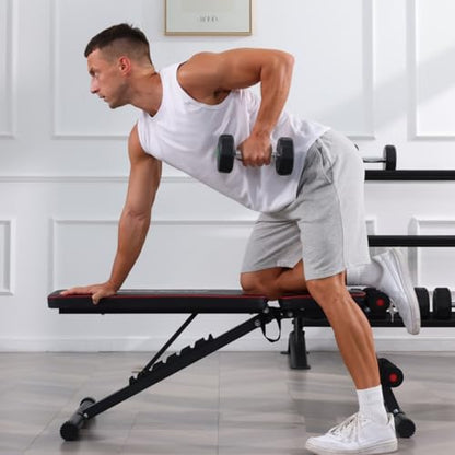 OPPSDECOR Foldable Adjustable Weight Bench, 8 Adjustable Backrests Incline/Flat/Decline Sit up Bench, Versatile 660LBS Workout Bench for Home Gym