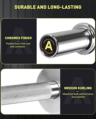16" Olympic Dumbbell Handles, Solid Steel Loadable Weight Bars for 2-Inch Plates, Adjustable Home Gym Strength Training Equipment (Includes 4 Spring Collars)