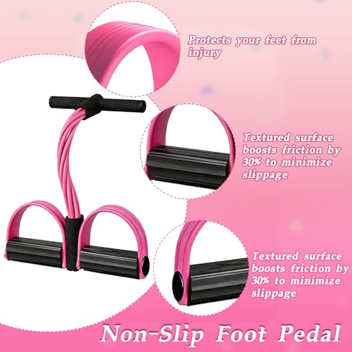 Pedal Resistance Bands with Handles, New Model 6 Tube Resistance Foot Pedal, Multifunctional Rubber Resistance Bands, Suitable for Waist, Arms, Abdomen, and Legs - color: pink