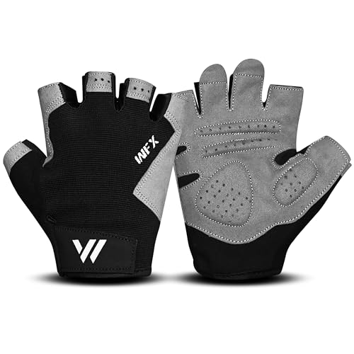 WESTWOOD FOX Gym Gloves Fitness Training Anti Slip Shock-Absorbing Weight Lifting Gloves Padded Grip Breathable Fingerless Workout Support for Men Women Cycling Exercise - color: Without Wristband, size: Small